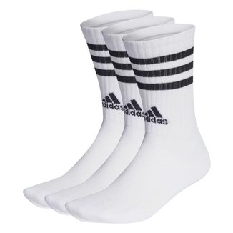 KIT MEIA CANO ALTO 3-STRIPES 3P - BRANCO/PRETO M