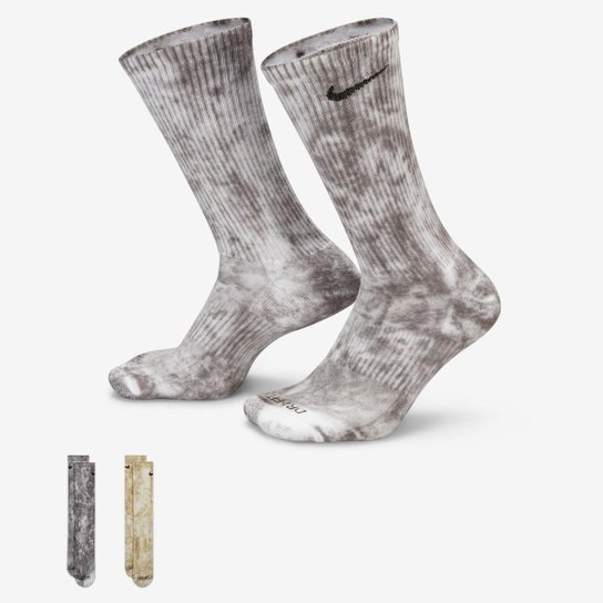 Kit Meia Cano Alto Nike Cushioned Tie-Dye Crew c/ 2 Pares