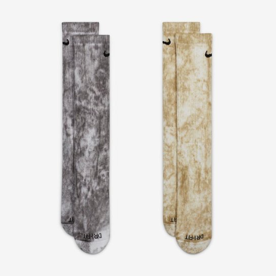 Kit Meia Cano Alto Nike Cushioned Tie-Dye Crew c/ 2 Pares