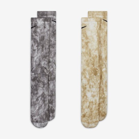 Kit Meia Cano Alto Nike Cushioned Tie-Dye Crew c/ 2 Pares