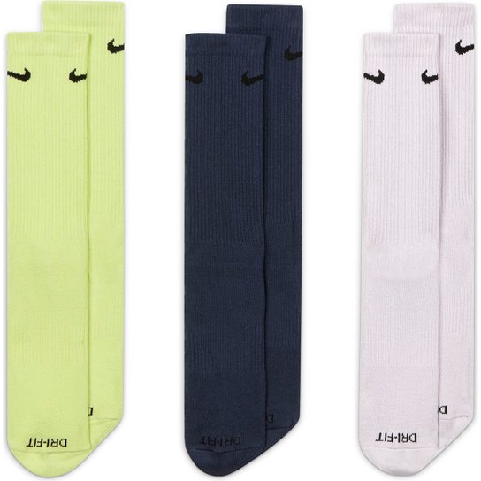 Kit Meia Cano Alto Nike Everyday Plus Lightweight Crew c/ 3 Pares - Verde+Preto Menor preço em Kit Meia Cano Alto Nike Everyday Plus Lightweight Crew c/ 3 Pares - Verde+Preto