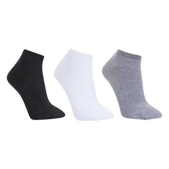 Kit Meia Cano Curto Cia da Meia Esportiva Masculina 3 Pares - Preto+Branco Menor preço em Kit Meia Cano Curto Cia da Meia Esportiva Masculina 3 Pares - Preto+Branco