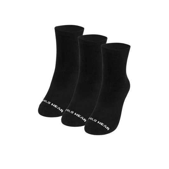 Kit Meia Cano Curto Polo Wear Casual 3 Pares