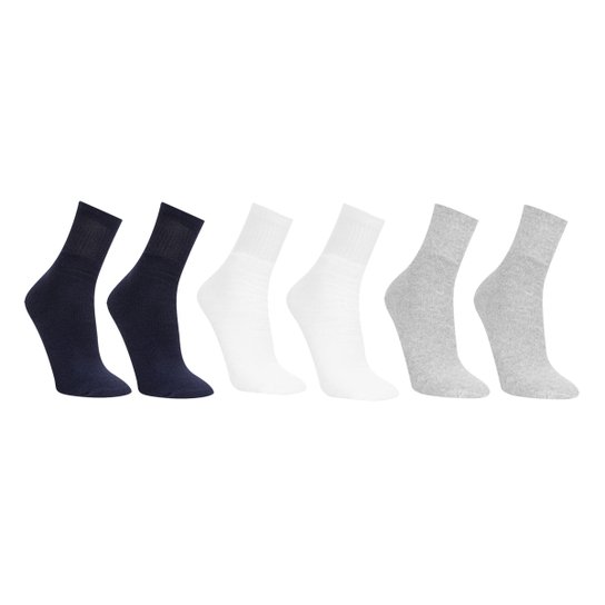 Kit Meia Cano Médio Cia da Meia Esportiva Masculina 6 Pares - Preto+Branco Menor preço em Kit Meia Cano Médio Cia da Meia Esportiva Masculina 6 Pares - Preto+Branco