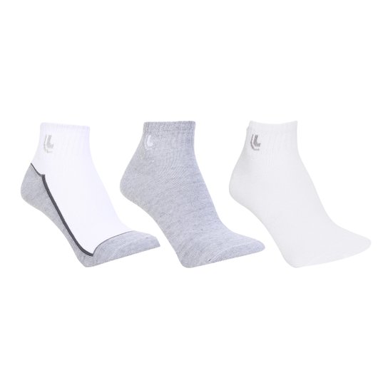 Kit Meia Cano Médio Lupo Sport K3 3 pares - Branco+Cinza Menor preço em Kit Meia Cano Médio Lupo Sport K3 3 pares - Branco+Cinza