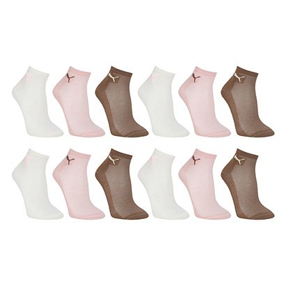 Kit Meia Cano Médio Puma Esportiva Feminina - 12 Pares - Feminino