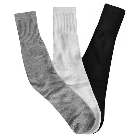 Kit Meia Cia da Meia Básica 3 Pares Masculino - Branco+Preto Menor preço em Kit Meia Cia da Meia Básica 3 Pares Masculino - Branco+Preto