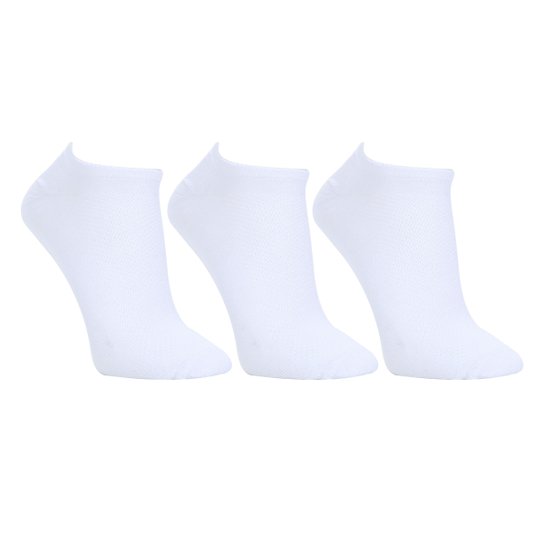 Menor preço em Kit Meia Cia Da Meia Invisível Telada 3 Pares - Branco