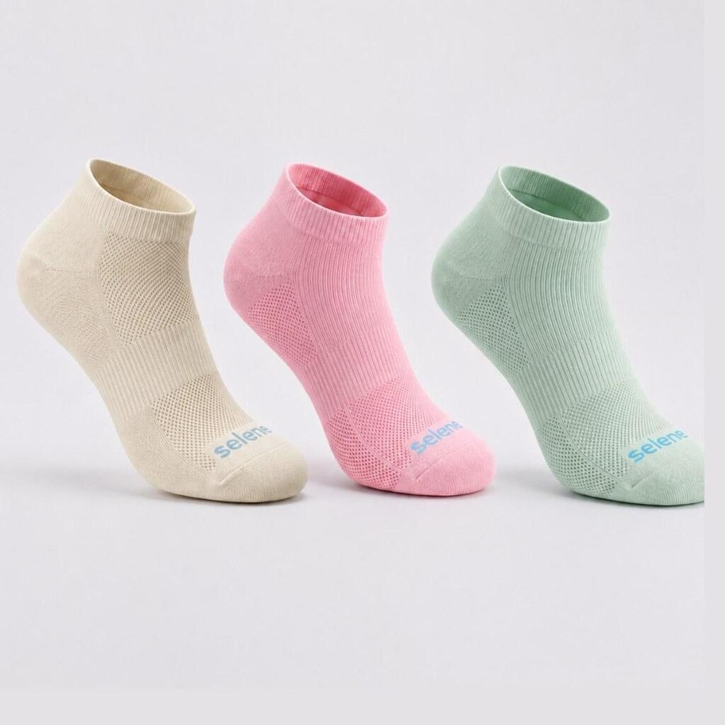 Kit Meia Esportiva Feminina Lisa 3 Pares