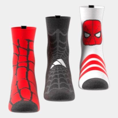 Kit Meia Infantil Adidas Homem-Aranha Com 3 Pares - Unissex