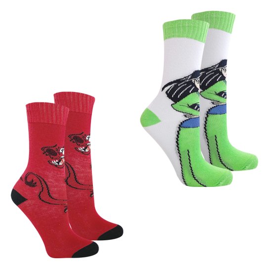 Kit Meia Infantil Disney Mulan Cano Longo 2 Pares Feminino - Branco+Vermelho Menor preço em Kit Meia Infantil Disney Mulan Cano Longo 2 Pares Feminino - Branco+Vermelho