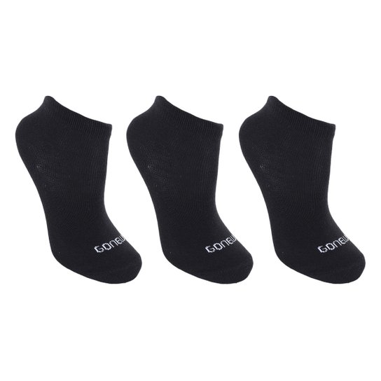 Kit Meia Infantil Gonew Cano Médio 3 Pares - Preto Menor preço em Kit Meia Infantil Gonew Cano Médio 3 Pares - Preto