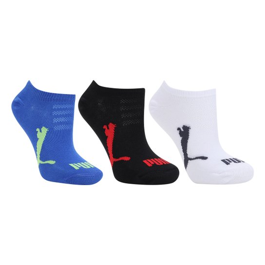 Kit Meia Infantil Puma Sapatilha C/ 3 Pares Masculino - Preto+Branco Menor preço em Kit Meia Infantil Puma Sapatilha C/ 3 Pares Masculino - Preto+Branco