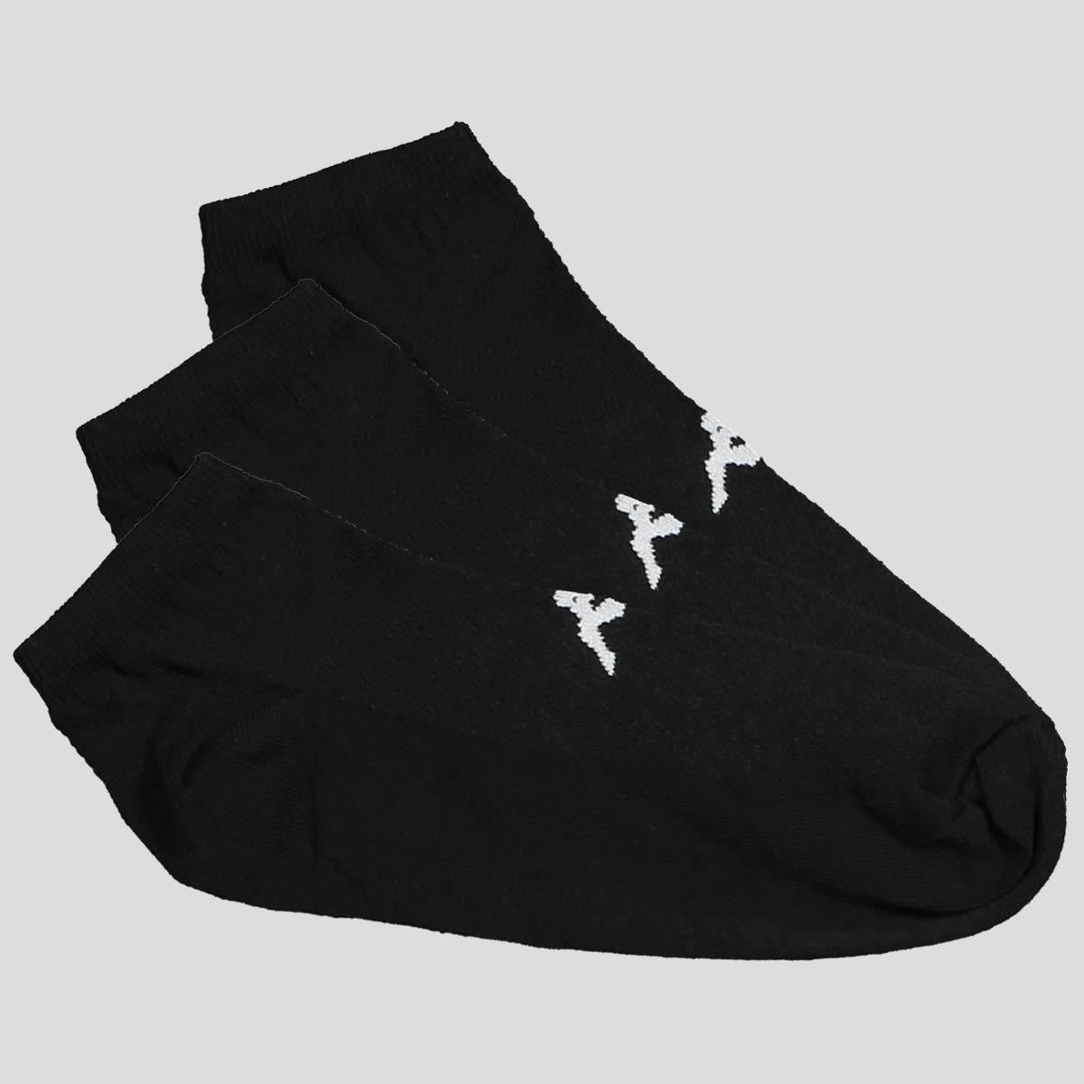 Kit Meia Kappa 3 Pares Sapatilha Preta Menor preço em Kit Meia Kappa 3 Pares Sapatilha Preta
