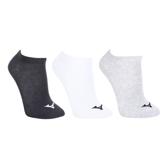 Kit Meia Mizuno Cano Baixo Básica c/ 3 Pares - Cinza+Branco Menor preço em Kit Meia Mizuno Cano Baixo Básica c/ 3 Pares - Cinza+Branco