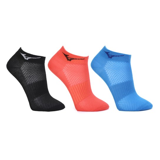 Kit Meia Mizuno Cano Baixo Training – Pacote com 3 pares - Laranja+Azul