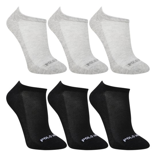 Kit Meia Polo Wear Invisível Masculina - 6 Pares - Preto+Cinza Menor preço em Kit Meia Polo Wear Invisível Masculina - 6 Pares - Preto+Cinza