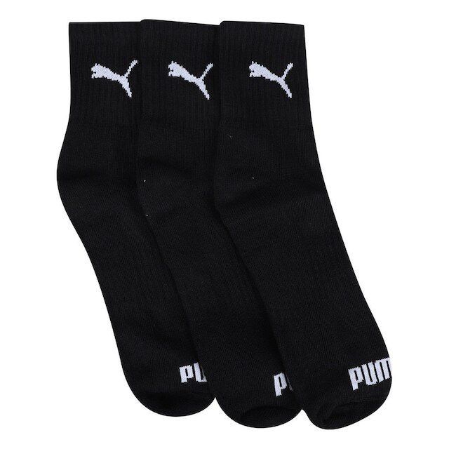 Kit Meia Puma Cano Médio Esportiva Sola Atoalhada C/ 3 Pares Masculina