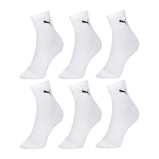 Kit Meia Puma Masculina Cano Médio Esportiva c/ 6 Pares - Branco Menor preço em Kit Meia Puma Masculina Cano Médio Esportiva c/ 6 Pares - Branco
