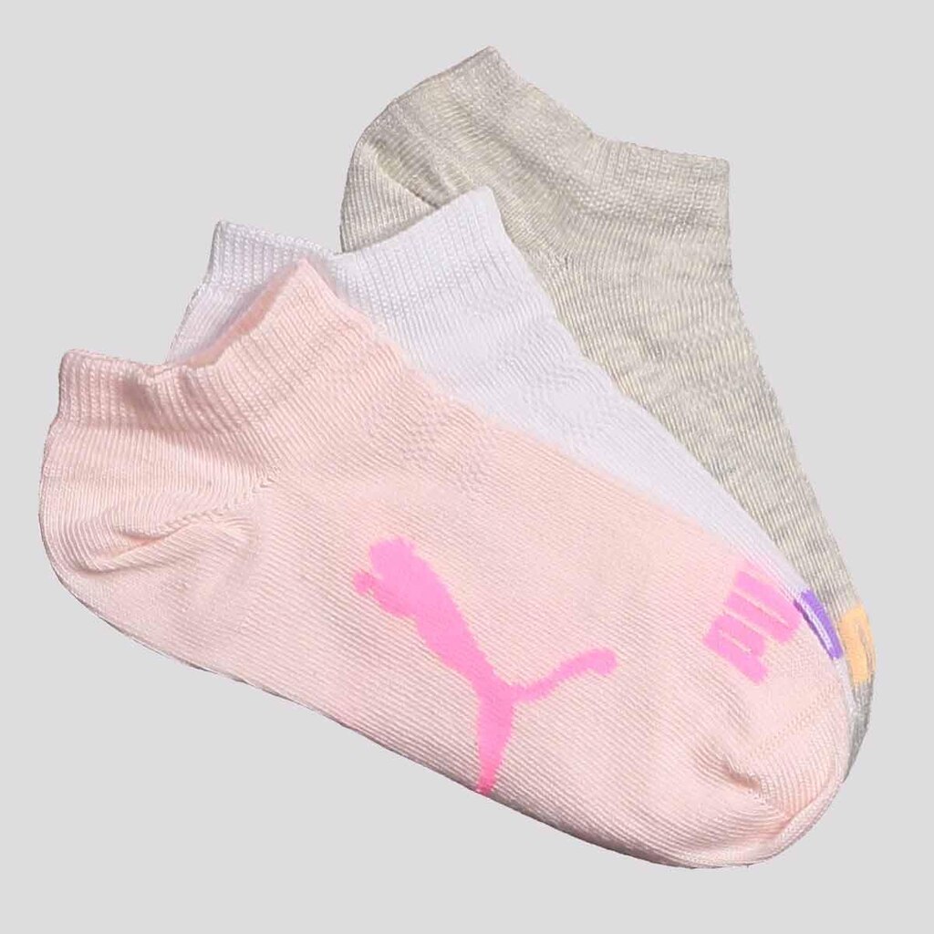 Kit Meia Puma Sapatilha 3 Pares Infantil Bege Rosa e Branca
