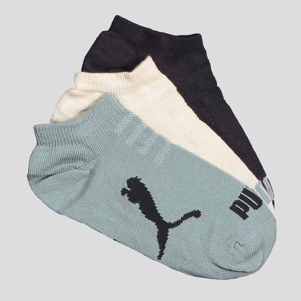 Kit Meia Puma Sapatilha 3 Pares Infantil Cinza Off White e Verde