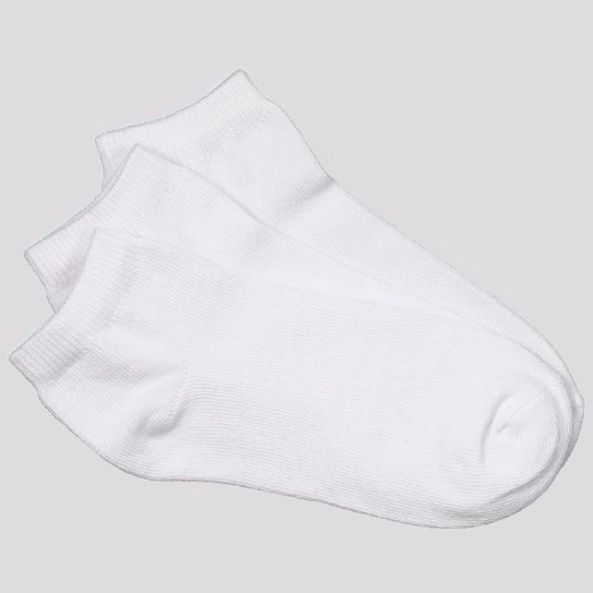 Kit Meia Selene Sapatilha Invisible 3 Pares Infantil Branca - Branco Menor preço em Kit Meia Selene Sapatilha Invisible 3 Pares Infantil Branca - Branco