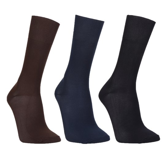 Kit Meia Social Trifil Cano Alto Sicilia 3 pares Masculina - Preto+Marinho Menor preço em Kit Meia Social Trifil Cano Alto Sicilia 3 pares Masculina - Preto+Marinho