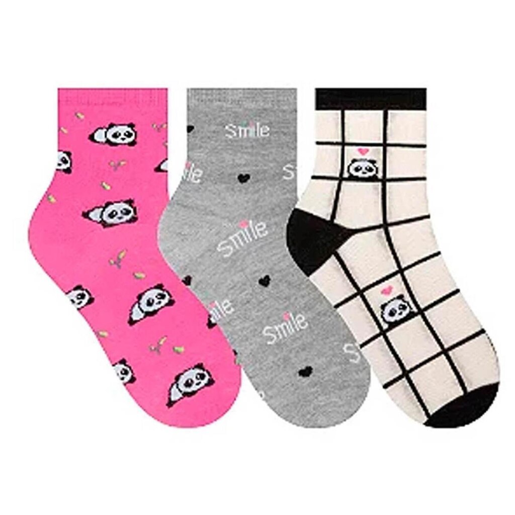 Kit Meia Soquete Feminina Estampada 3 Pares