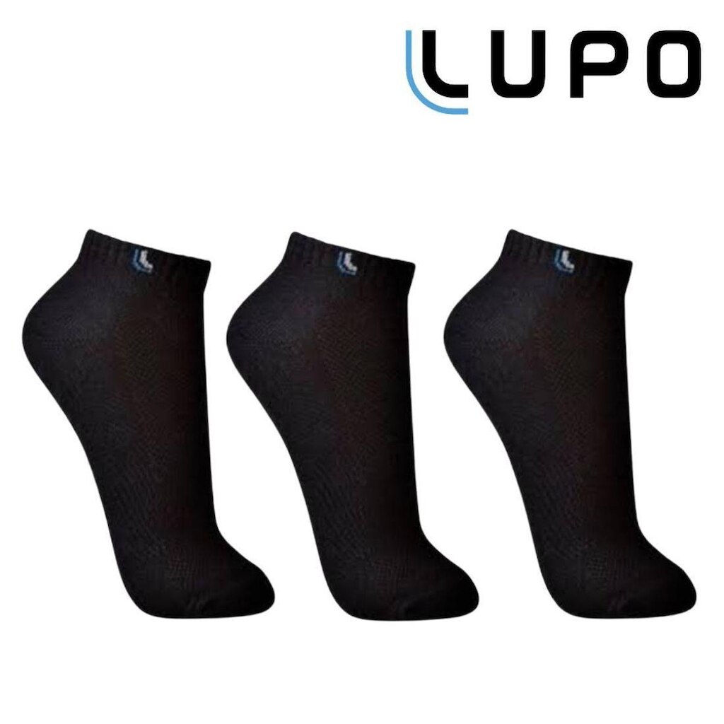 Kit Meia Soquete Lupo Sport Cano Curto Preta Com 3 Pares