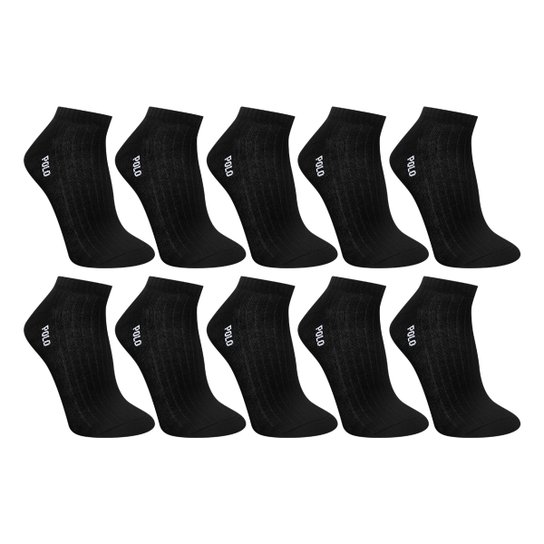 Kit Meia Soquete Polo London Club Masculina 10 Pares - Preto Menor preço em Kit Meia Soquete Polo London Club Masculina 10 Pares - Preto