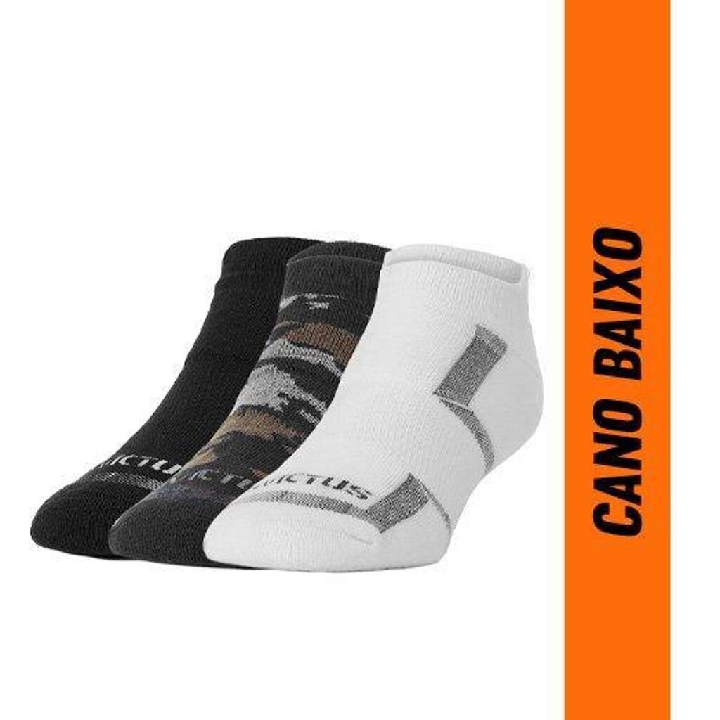 Kit Meia Tática Invictus Tech Preto/Branco/Cam