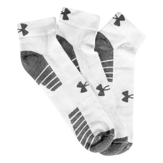 Kit Meia Under Armour Heatgear Tech Locut 3 Pares - Branco+Cinza Menor preço em Kit Meia Under Armour Heatgear Tech Locut 3 Pares - Branco+Cinza