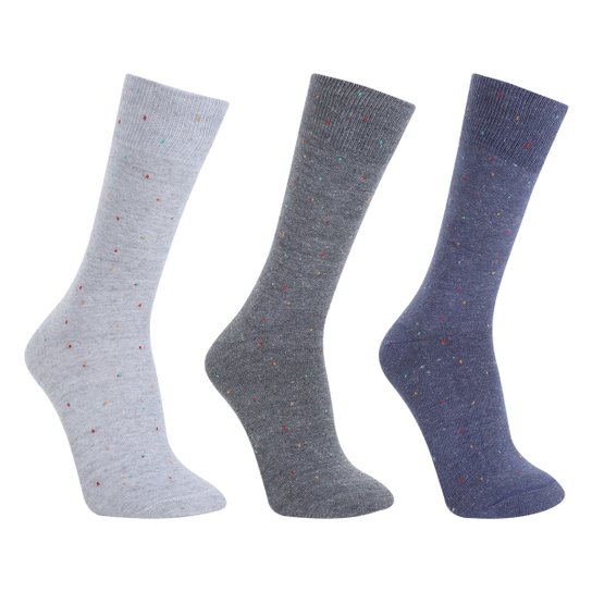 Kit Meias Lupo Cano Longo Social Sportwear3 Peças Masculinas - Cinza Menor preço em Kit Meias Lupo Cano Longo Social Sportwear3 Peças Masculinas - Cinza
