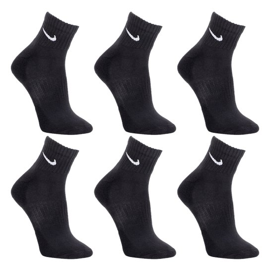 Kit Meias Nike Cano Curto Everyday Cush Ankle Band c/ 6 Pares - Preto+Branco Menor preço em Kit Meias Nike Cano Curto Everyday Cush Ankle Band c/ 6 Pares - Preto+Branco