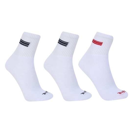 Kit Meias Trifil Cano Médio Atoalhada 3 Pares Masculina - Branco Menor preço em Kit Meias Trifil Cano Médio Atoalhada 3 Pares Masculina - Branco