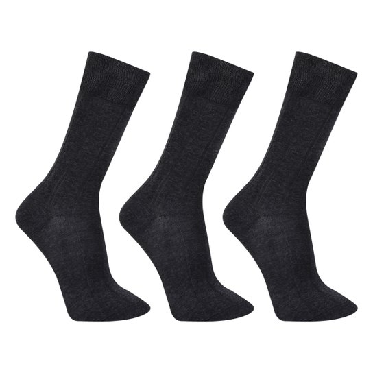 Kit Meias Trifil Social Cano Alto 3/4 3 Pares Masculina - Preto Menor preço em Kit Meias Trifil Social Cano Alto 3/4 3 Pares Masculina - Preto