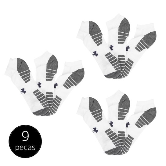 Kit Meias Under Armour Sem Cano HeatGear Tech c/ 9 Pares - Branco e Cinza Menor preço em Kit Meias Under Armour Sem Cano HeatGear Tech c/ 9 Pares - Branco e Cinza