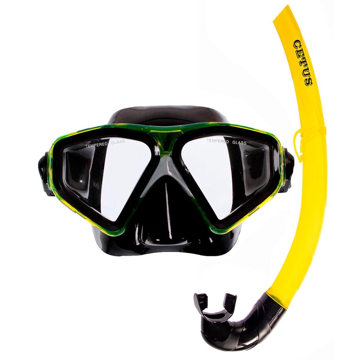 KIT MERGULHO MÁSCARA+SNORKEL CETUS RAPALLO FUN Amarelo Netshoes