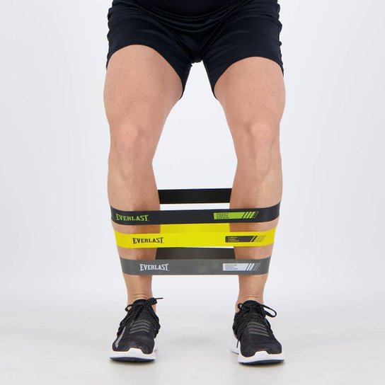Kit Mini Bands Everlast Amarela Cinza e Preta