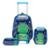 Kit Mochila Bolsa De Rodinhas Infantil Com Estojo e Lancheira Reforçada Térmica Escolar - Azul