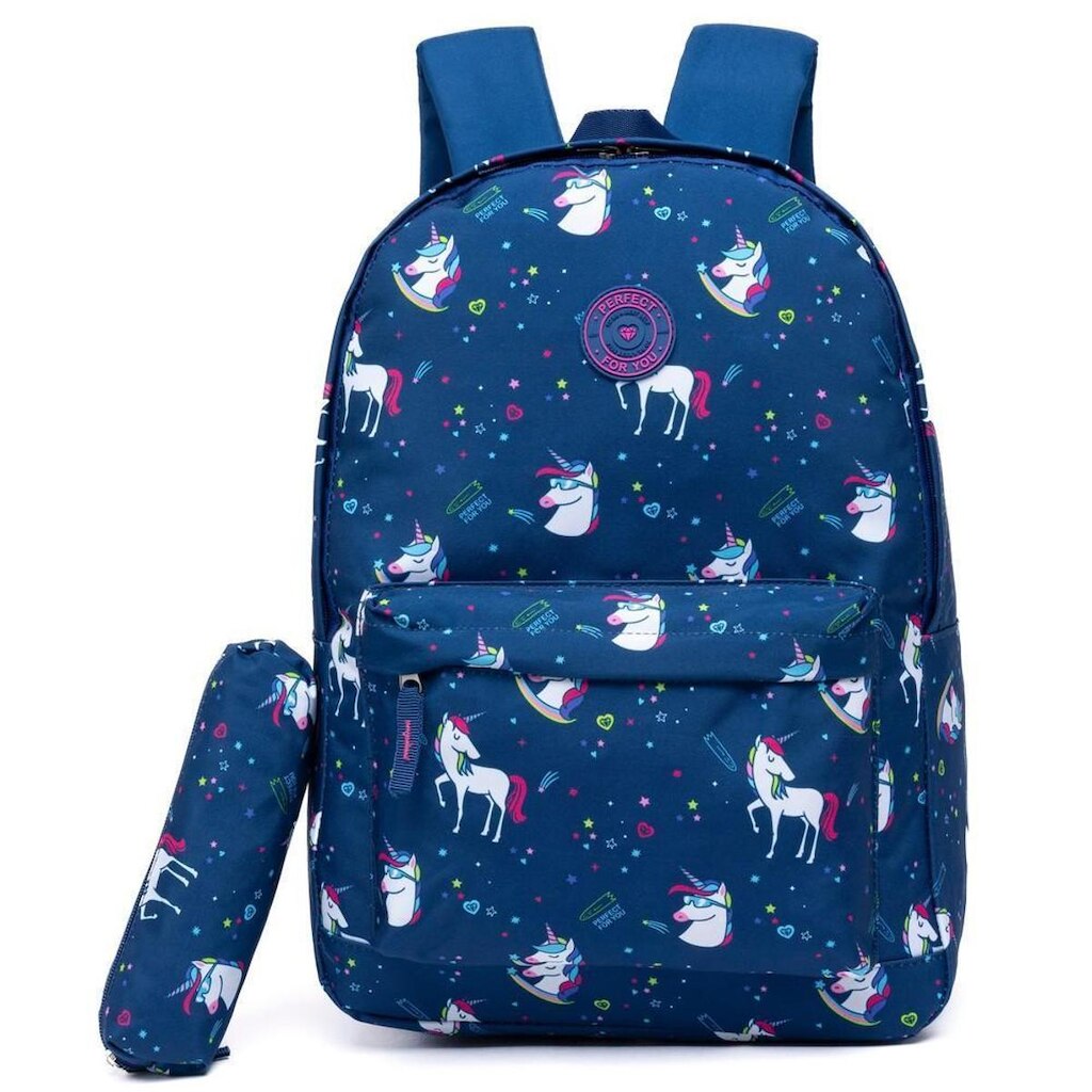 Kit Mochila Bolsa Escolar Com Estojo Reforçada Espaçosa Resistente a Água Faculdade