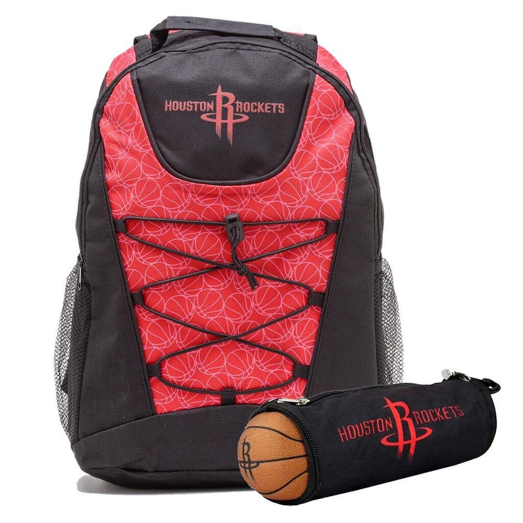 Kit Mochila Bungee com Estojo Mini Bola Houston Rockets
