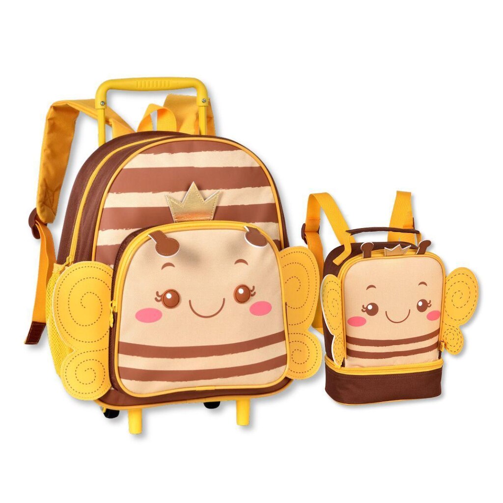 Kit Mochila Carrinho com Lancheira Térmica Infantil Meninas