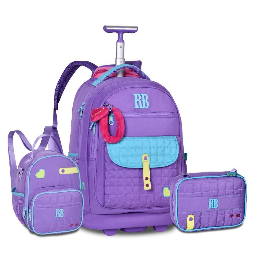 Kit Mochila Carrinho Lancheira e Estojo Rebecca Bonbon