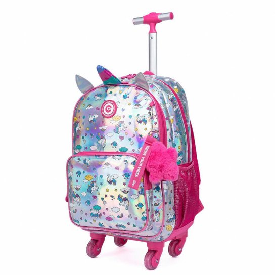 Kit Mochila Carrinho Lancheira Estojo Infantil Escolar Reforçado Casual