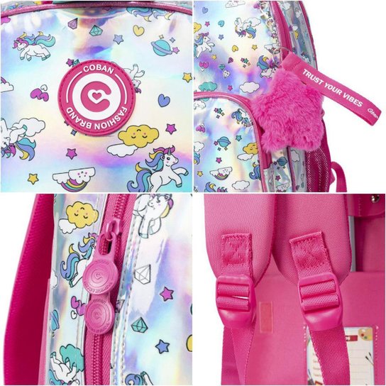 Kit Mochila Carrinho Lancheira Estojo Infantil Escolar Reforçado Casual