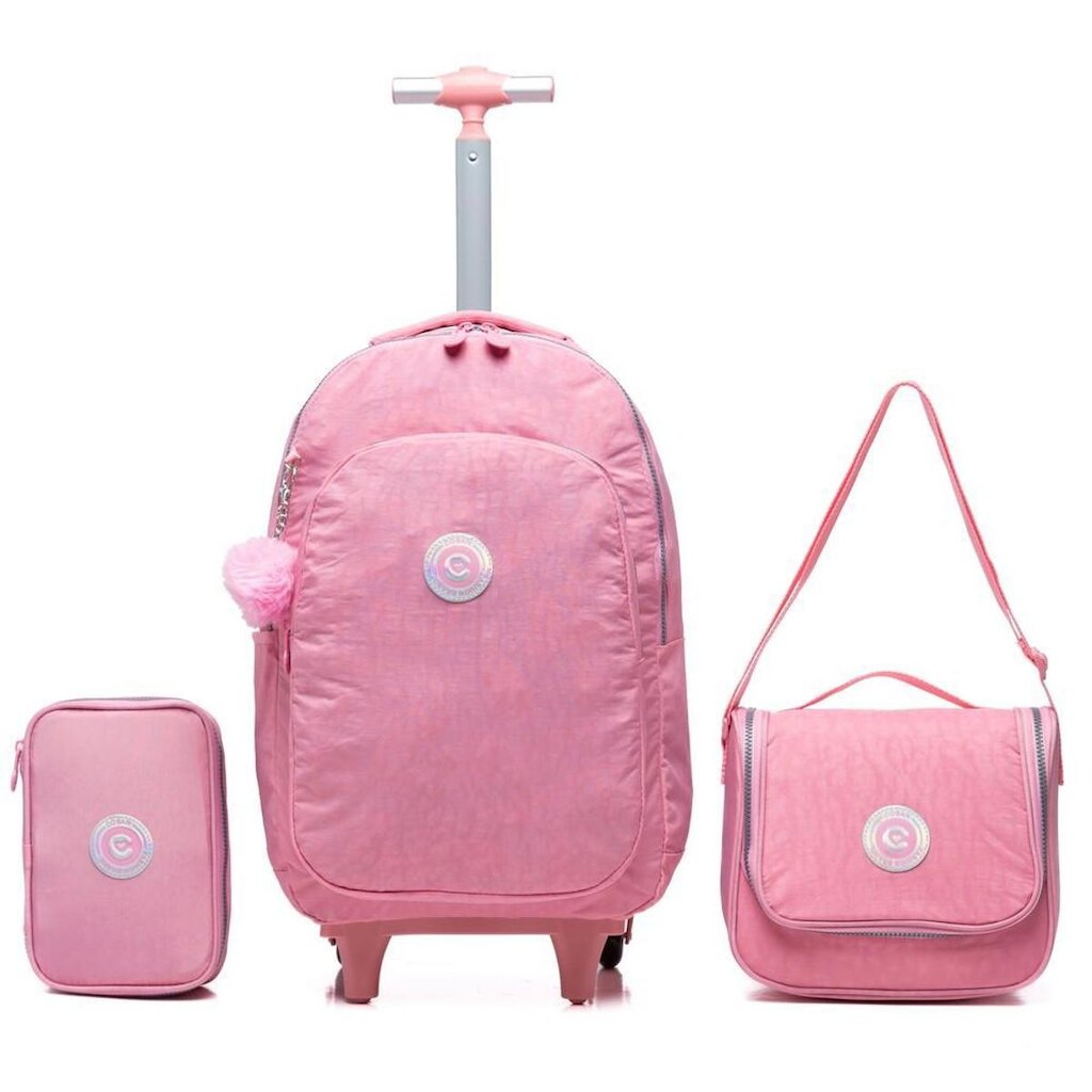 Kit Mochila Coban De Rodinha Juvenil Lancheira + Estojo 37 litros
