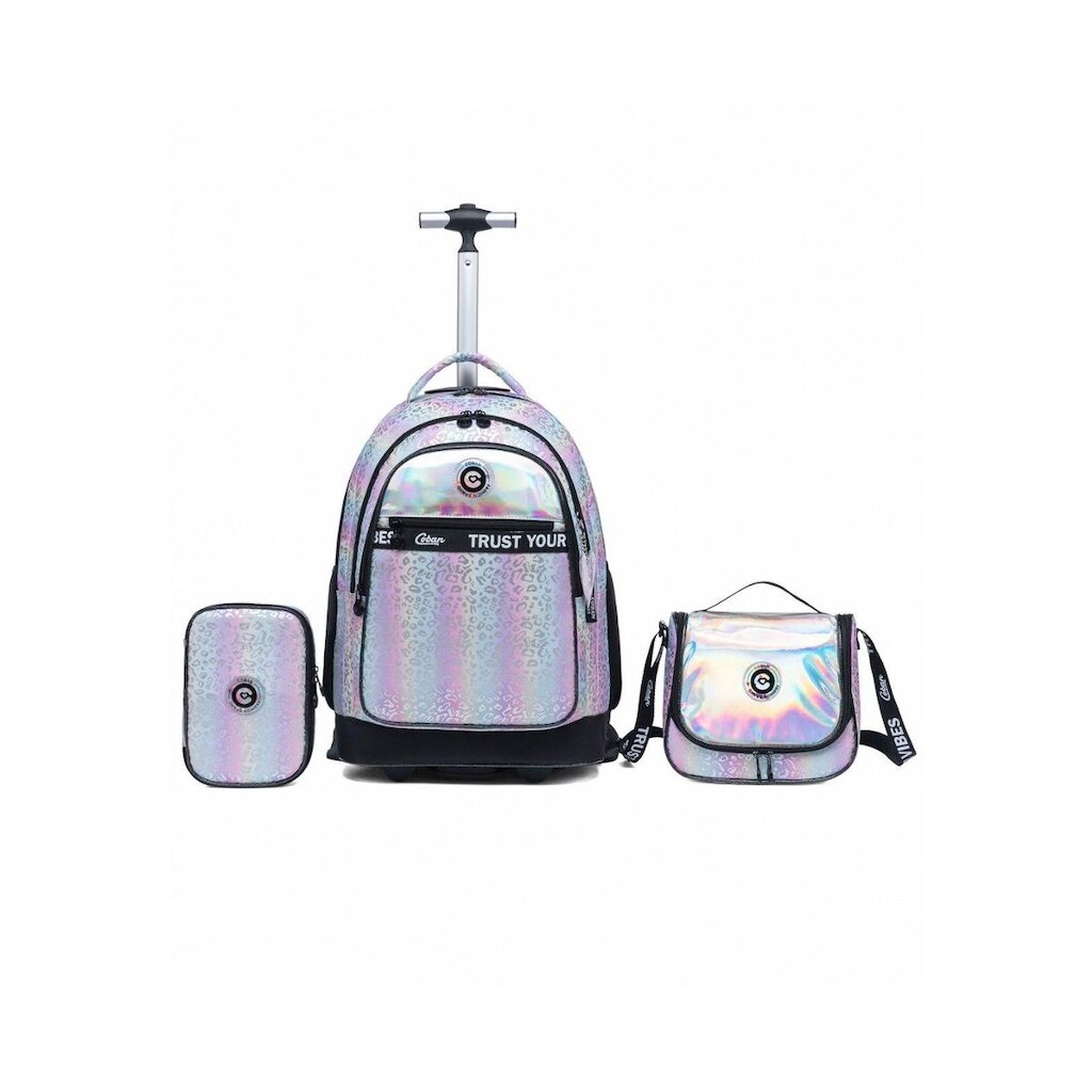 Kit Mochila Coban Escolar De Rodinha Estojo Lancheira 36 litros