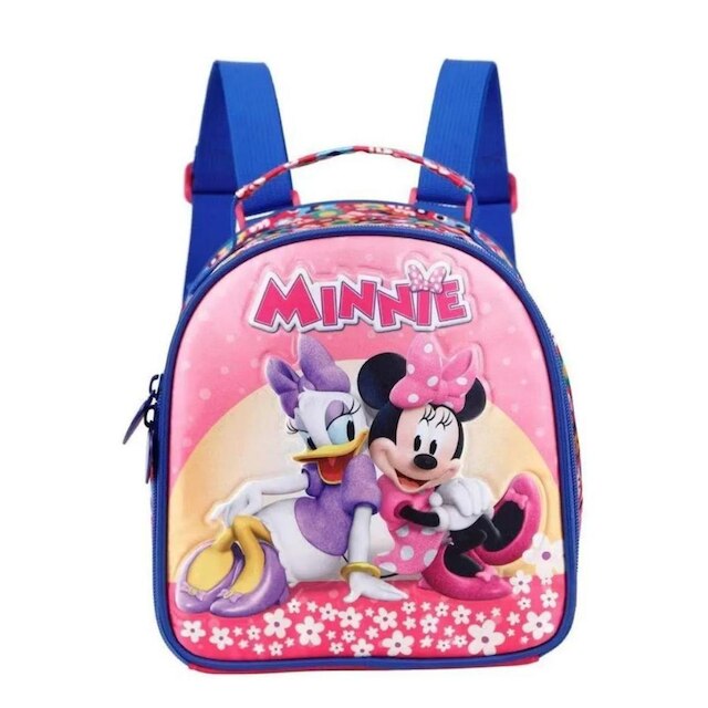 Kit Mochila com carrinho e alça nas costas escolar + Lancheira + Estojo Minnie mouse