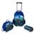 Kit Mochila Com Rodas Dinossauro infantil 3 Peças mochila Lancheira e Estojo - Azul